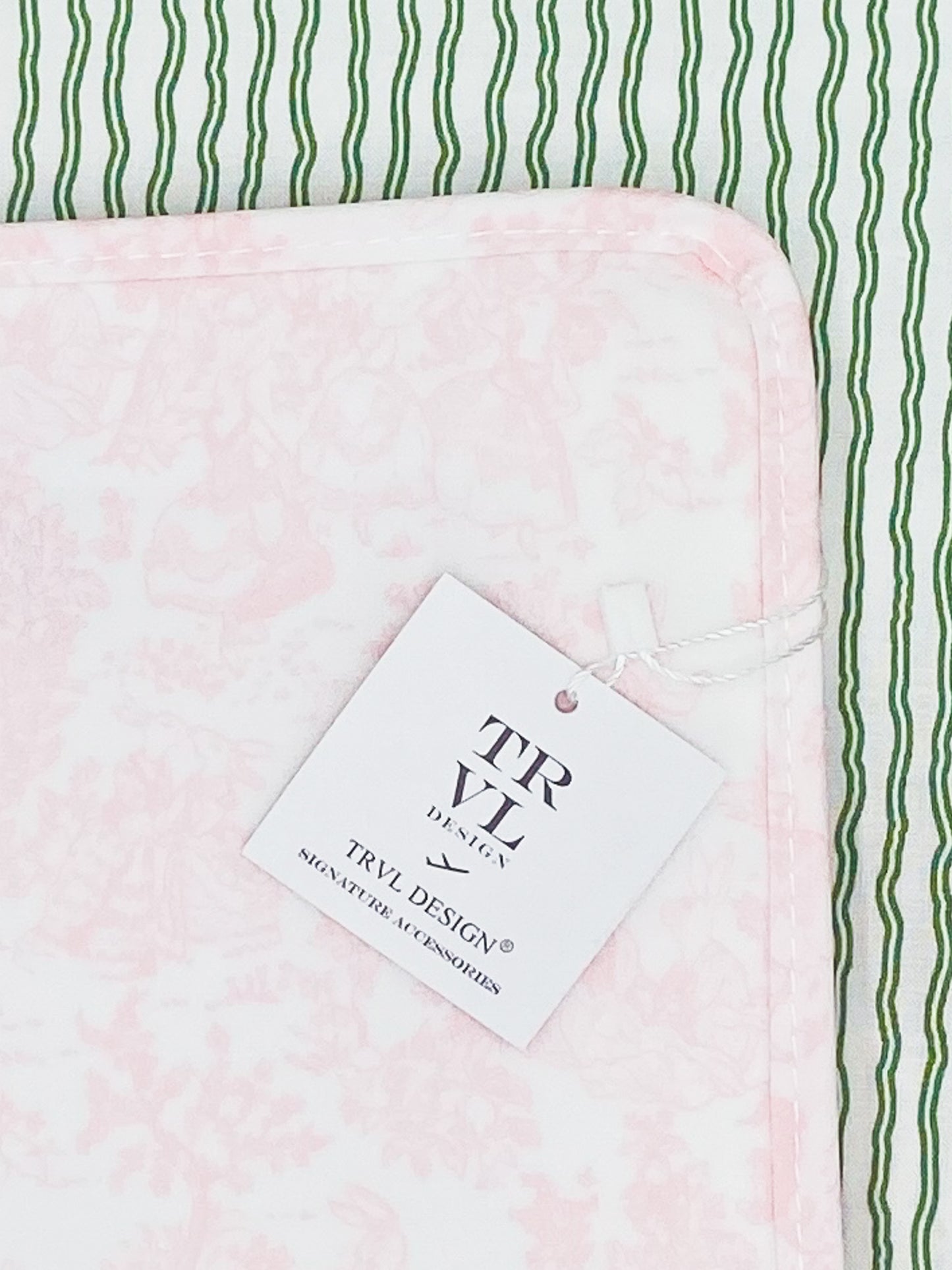 Roadie Large - Bunny Toile Pink Zip Pouch