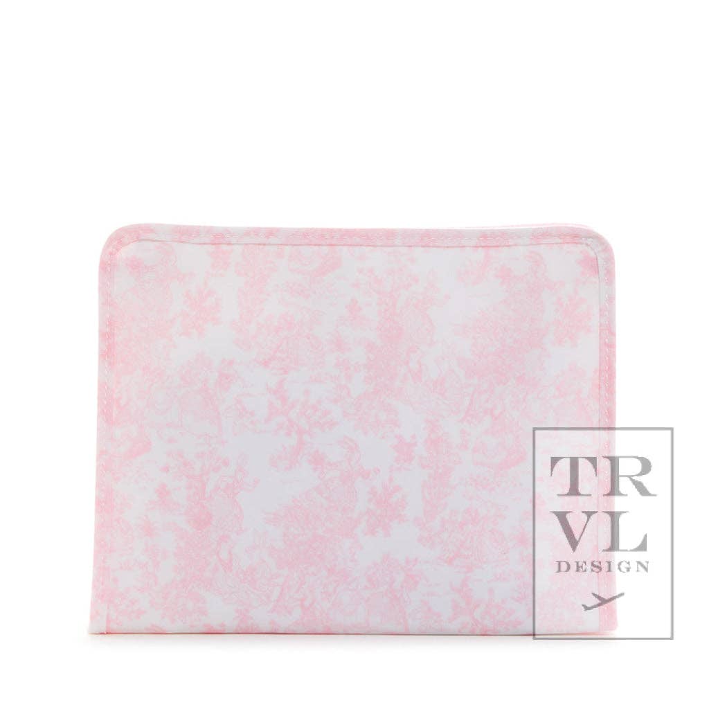 Roadie Large - Bunny Toile Pink Zip Pouch