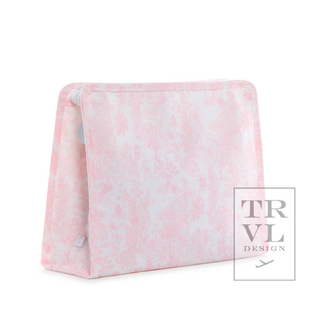 Roadie Large - Bunny Toile Pink Zip Pouch