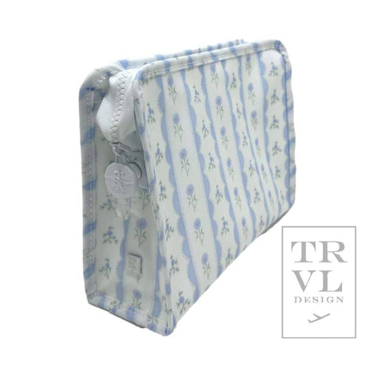 Roadie Medium - Ribbon Floral Blue Zip Pouch