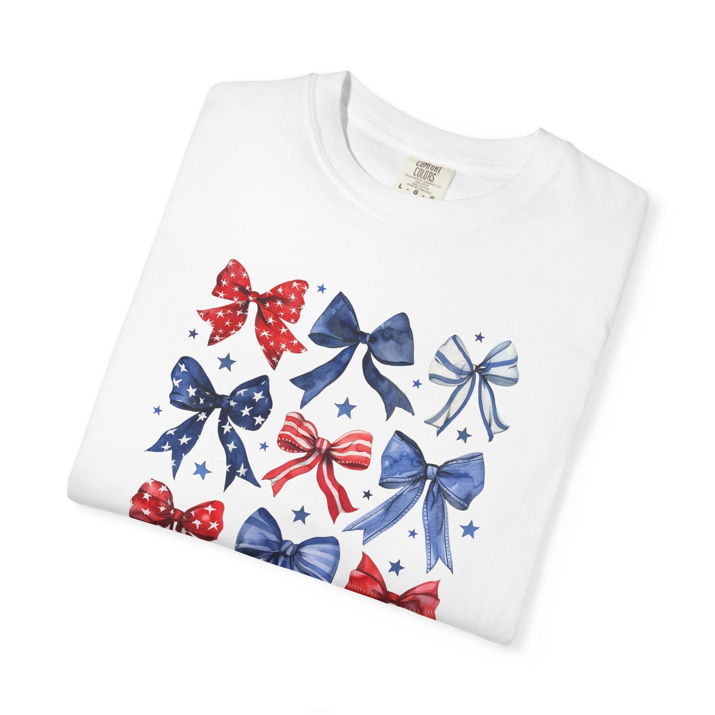 Patriotic Bow T-Shirt, Unisex Tee for Fourth of July, Birthday, Summer Gatherings, Casual Weekend Wear, Gift Idea