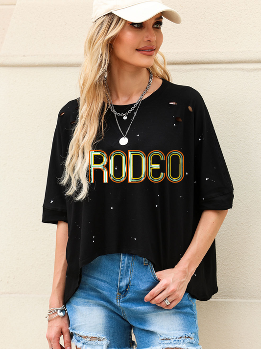 Rodeo Bleached Cut Crop Top