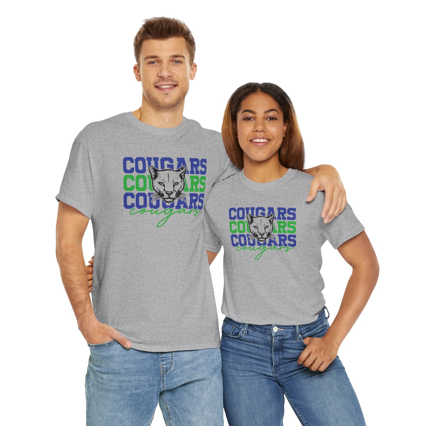 Cougars Stacked Adult Tshirt