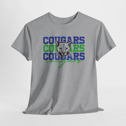 Cougars Stacked Adult Tshirt