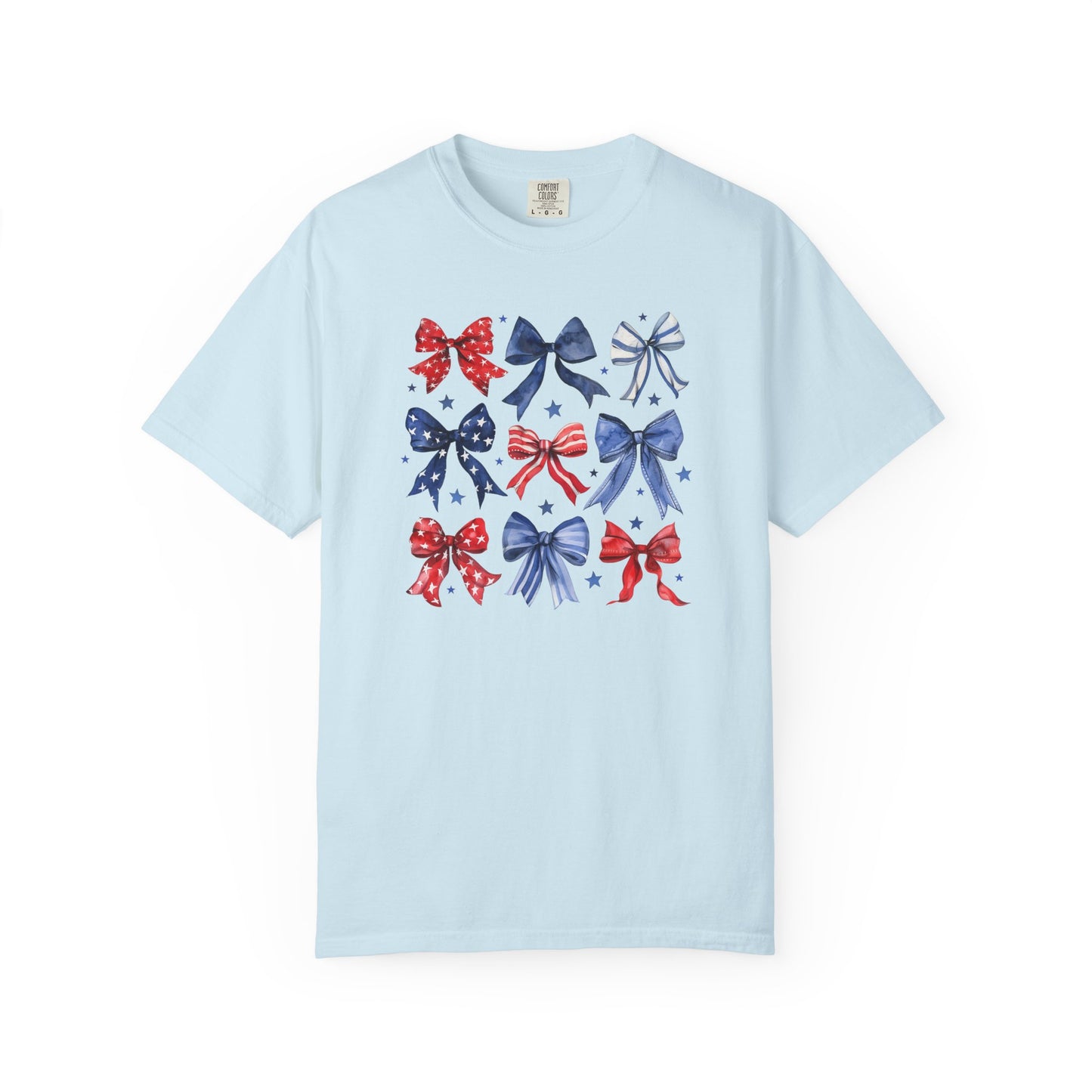 Patriotic Bow T-Shirt, Unisex Tee for Fourth of July, Birthday, Summer Gatherings, Casual Weekend Wear, Gift Idea