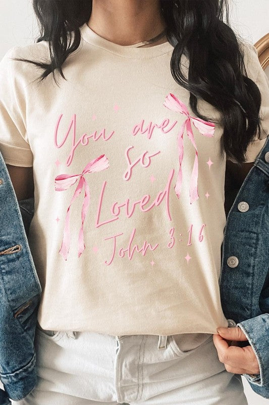 Pink Bow You Are So Loved Graphic Tee