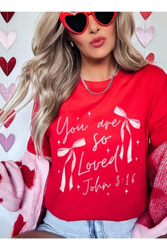 Pink Bow You Are So Loved Graphic Tee