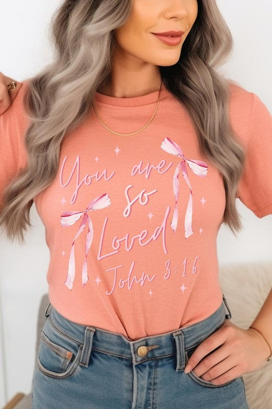 Pink Bow You Are So Loved Graphic Tee