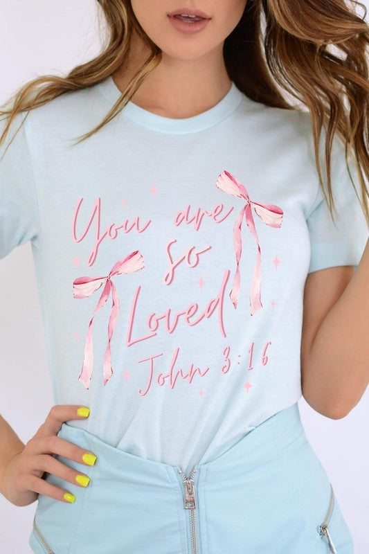 Pink Bow You Are So Loved Graphic Tee