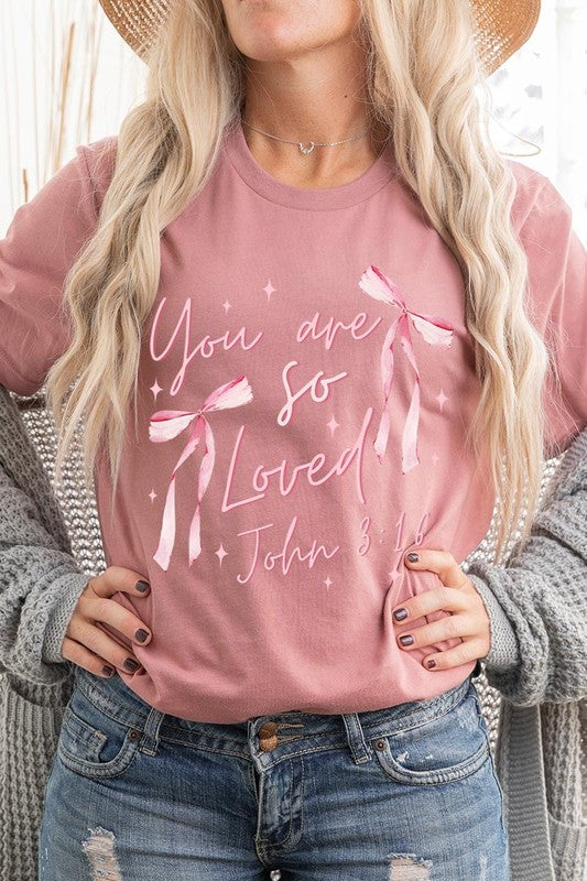 Pink Bow You Are So Loved Graphic Tee