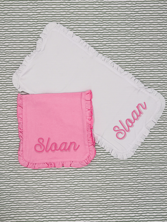 Girls Ruffled Burp Cloth