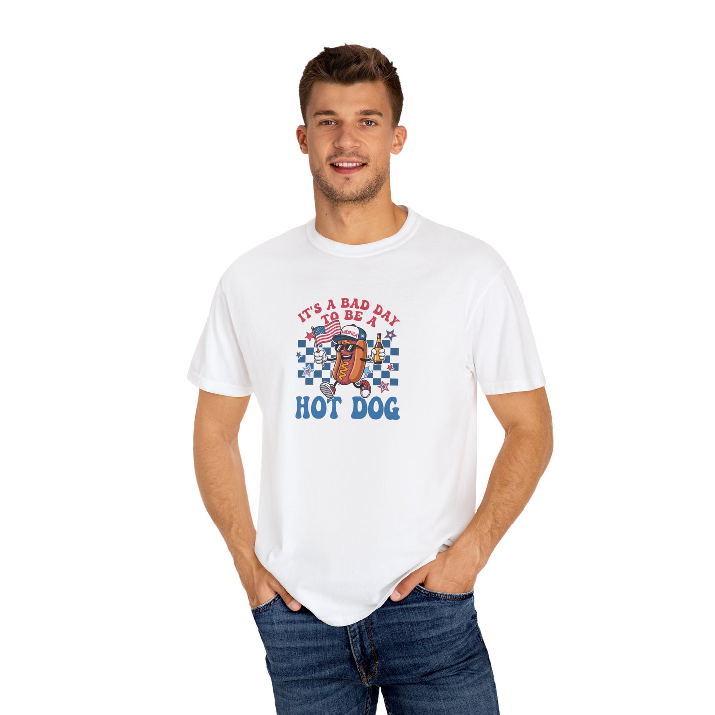 Fun Graphic Tee - "It's a Bad Day to Be a Hot Dog" - Unisex Garment-Dyed T-shirt, Summer Casual Wear, BBQ Outfit, Gift for Food [...]