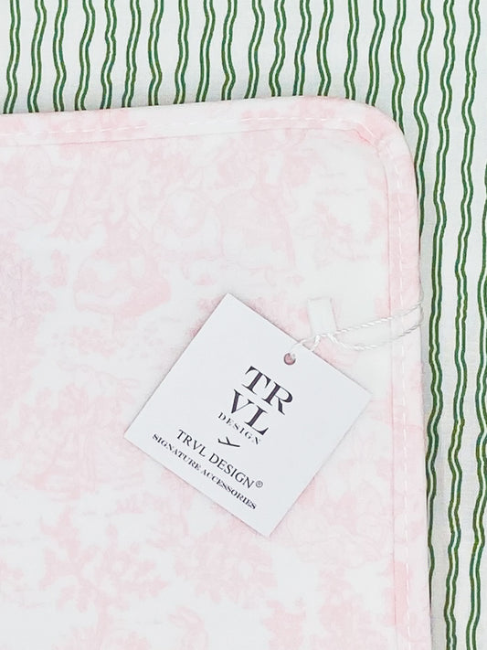 Roadie Large - Bunny Toile Pink Zip Pouch